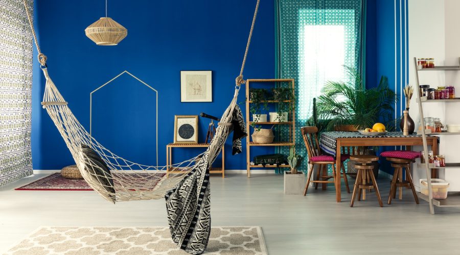 Bohemian apartment with hammock