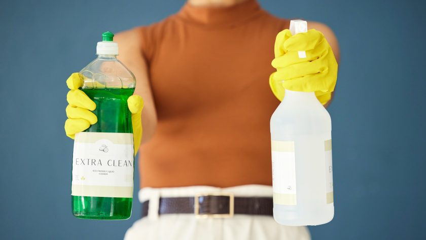 Product for cleaning, home maintenance and cleaning service, chemical and soap for hygiene mockup.